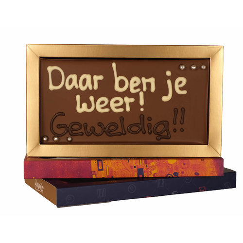 Bonvanie chocolade Daar ben je weer! Geweldig! - Chocoladereep