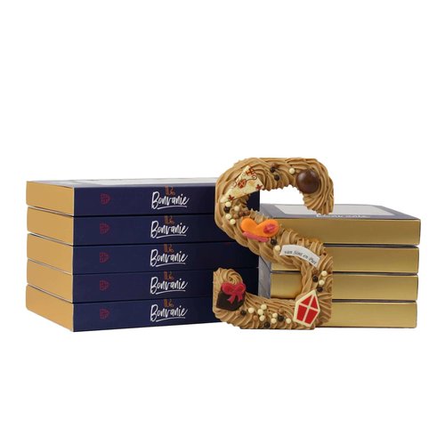 Bonvanie chocolade Luxe handgespoten chocoladeletter wit met noten, diverse maten