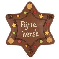 Kerstster met tekst van chocolade