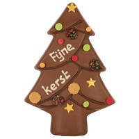 Kerstboom met tekst van chocolade