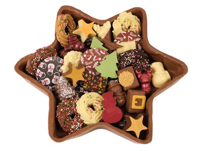 Teddy en Coco chocolade Chocolade ster gevuld met kerstchocolade