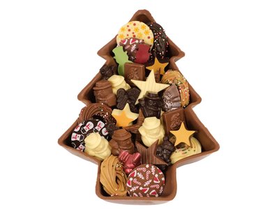 Teddy en Coco chocolade Chocoladekerstboom xxl gevuld met kerstchocolade