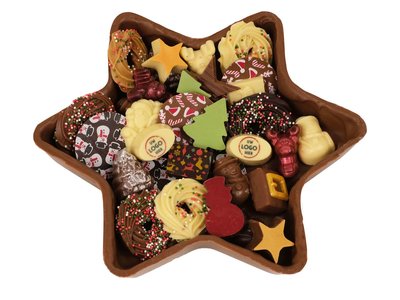 Bonvanie chocolade Chocolade ster gevuld met kerstchocolade met logo