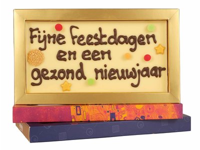 Teddy en Coco chocolade Fijne feestdagen en een gezond nieuwjaar - Chocoladereep met tekst