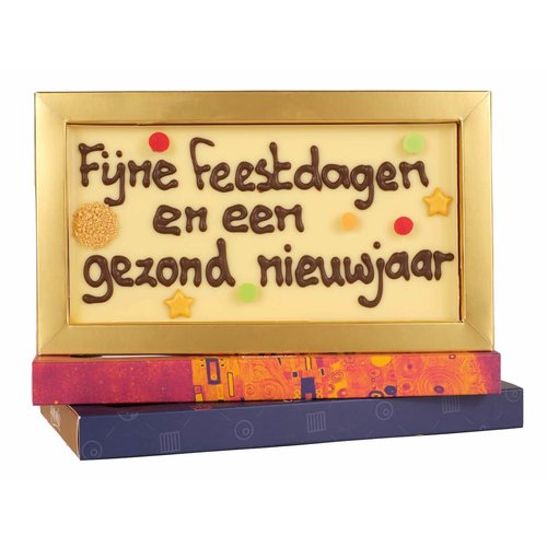 Bonvanie chocolade Fijne feestdagen en een gezond nieuwjaar - Chocoladereep met tekst