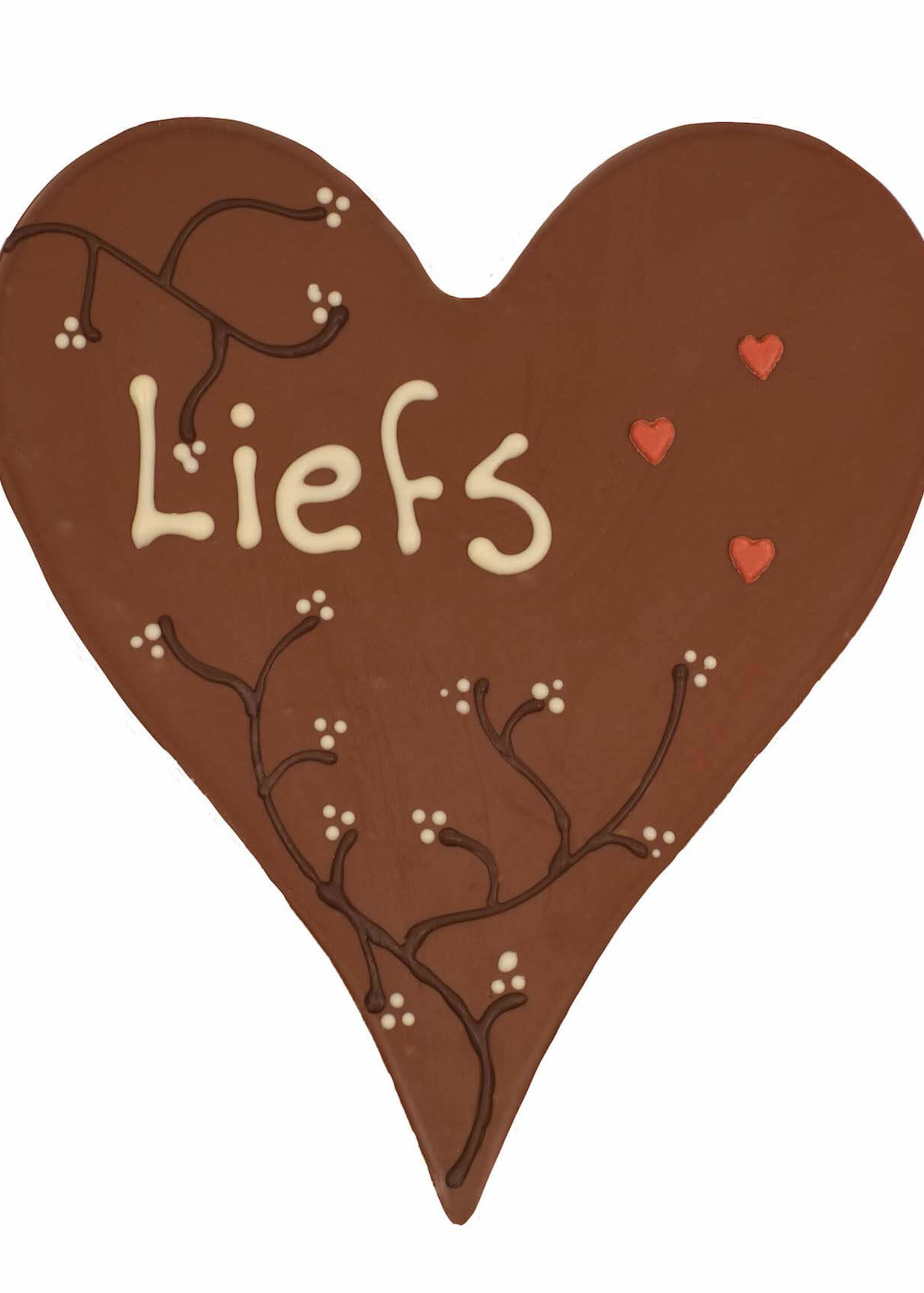 Teddy en Coco chocolade Liefs - Chocoladehart XL met stippen
