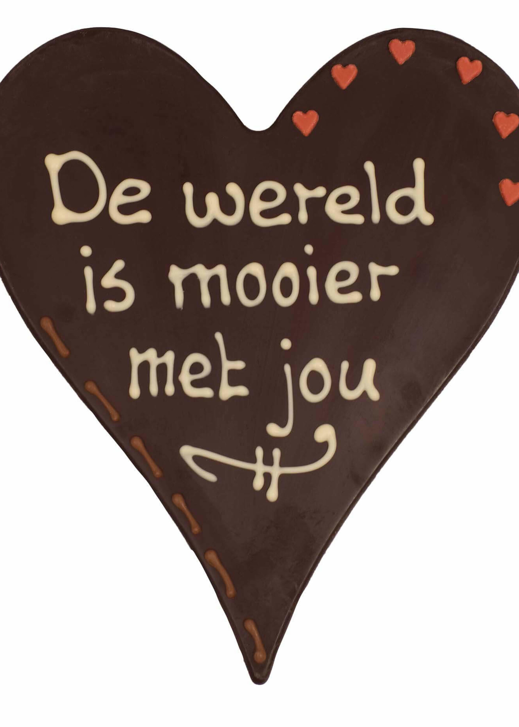 Teddy en Coco chocolade De wereld is mooier met jou - Chocoladehart XL