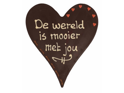Teddy en Coco chocolade De wereld is mooier met jou - Chocoladehart XL