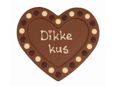 Teddy en Coco chocolade Dikke kus - Chocoladehart XL met stippen