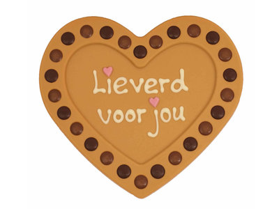 Bonvanie chocolade Lieverd voor jou - Chocoladehart XL met stippen