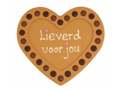 Teddy en Coco chocolade Lieverd voor jou - Chocoladehart XL met stippen