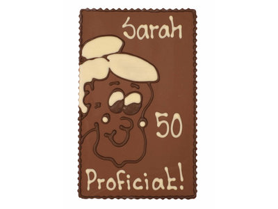 Teddy en Coco chocolade Sarah 50 - Chocoladeplakkaat