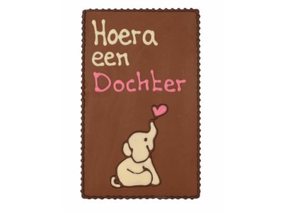 Teddy en Coco chocolade Hoera een dochter - Chocoladeplakkaat