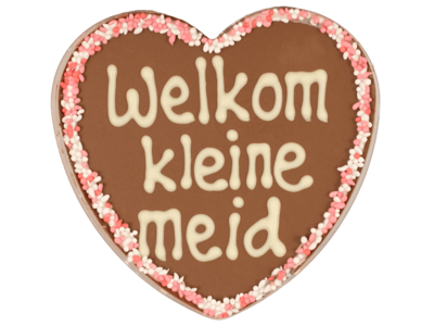Teddy en Coco chocolade Chocoladehart in hartendoos - welkom kleine meid