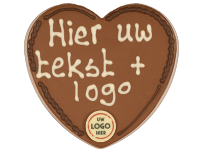 Teddy en Coco chocolade Chocoladehart met tekst in hartendoos met logo