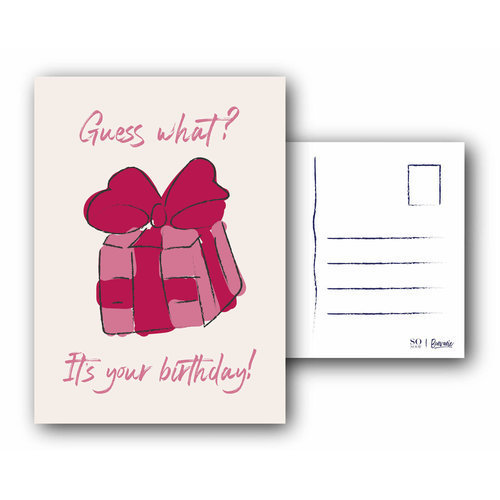 Bonvanie chocolade Kaart met tekst: Guess what? It's your birthday!