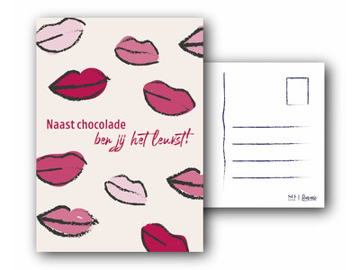 Teddy en Coco chocolade Kaart met tekst: Naast chocolade ben jij het leukst!
