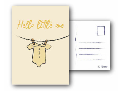 Teddy en Coco chocolade Kaart met tekst: Hello little one