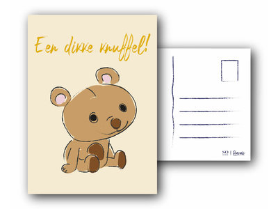 Teddy en Coco chocolade Kaart met tekst: Een dikke knuffel!