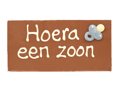 Teddy en Coco chocolade Hoera een zoon - chocoladereepje met tekst