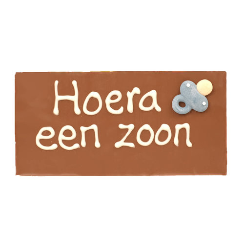 Teddy en Coco chocolade Hoera een zoon - chocoladereepje met tekst