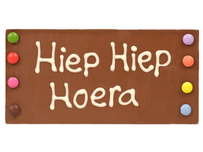 Bonvanie chocolade Hiep hiep hoera - chocoladereepje met tekst