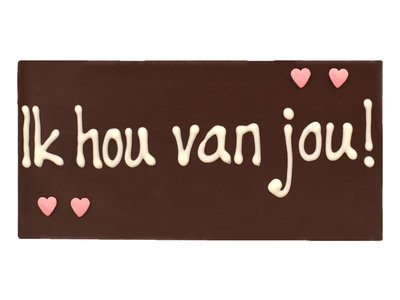 Teddy en Coco chocolade Ik hou van je! - chocoladereepje met tekst