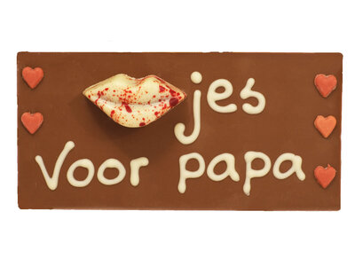 Teddy en Coco chocolade Kusjes voor papa - chocoladereepje met tekst