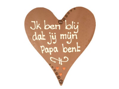 Teddy en Coco chocolade Ik ben blij dat jij mijn papa bent - Chocoladehart XL