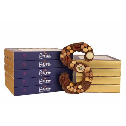 Bonvanie chocolade Luxe handgespoten chocoladeletter gold met logo