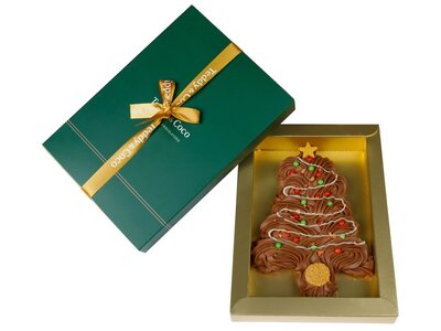 Teddy en Coco chocolade Luxe handgespoten kerstboom van chocolade