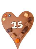 Teddy en Coco chocolade Hart met getal naar keuze - Chocoladehart XL