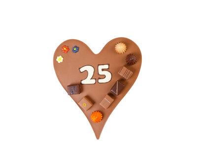 Teddy en Coco chocolade Hart met getal naar keuze - Chocoladehart XL