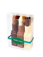 Teddy en Coco chocolade Lipstick van chocolade, 3 stuks