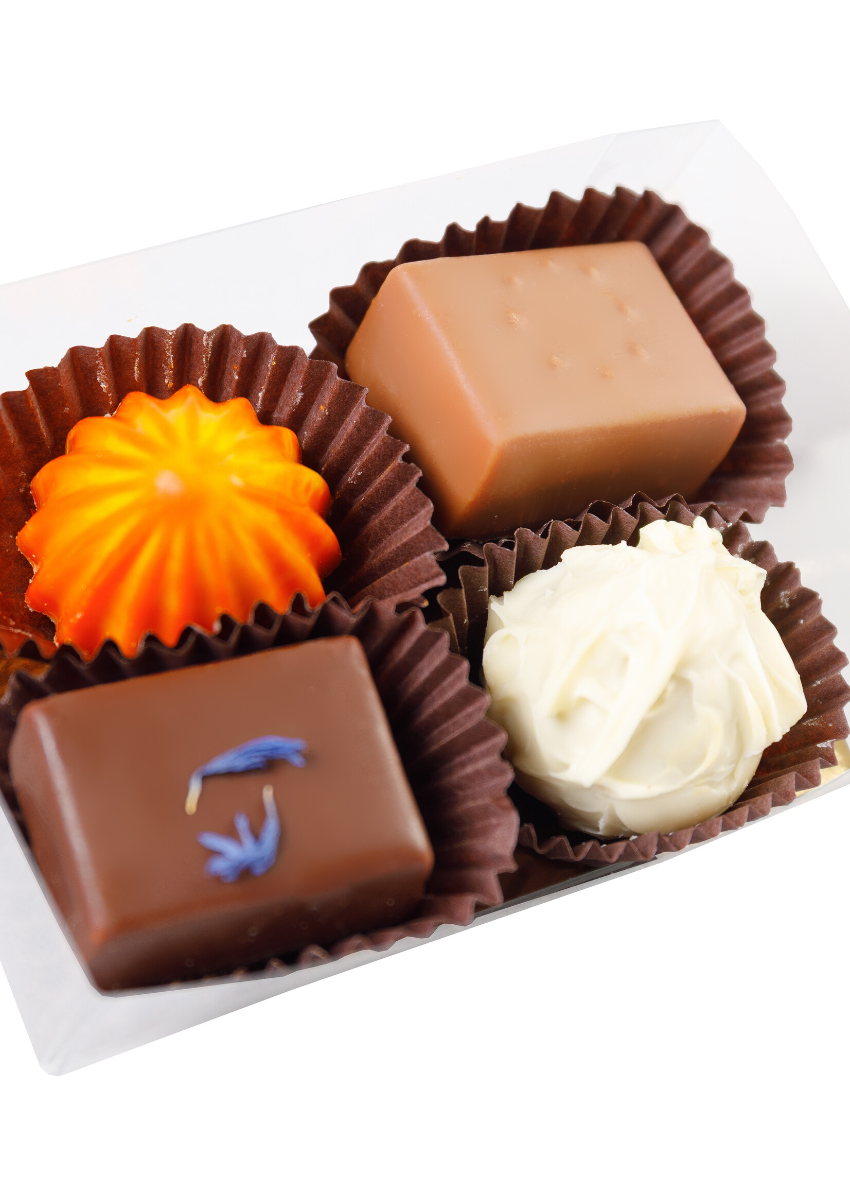 Teddy en Coco chocolade Vier bonbons in mini doosje