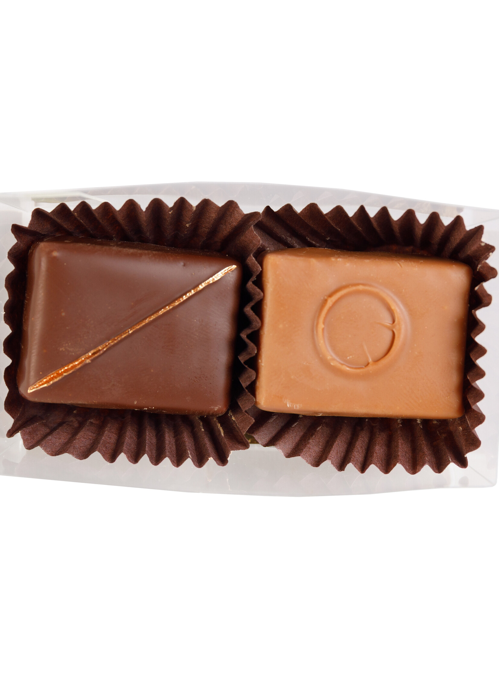 Teddy en Coco chocolade Twee bonbons in mini doosje