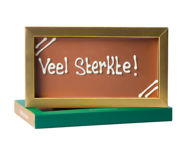 Teddy en Coco chocolade Veel sterkte - Chocoladereep met tekst