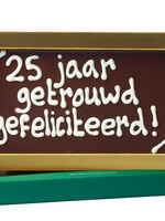 Teddy en Coco chocolade 25 jaar getrouwd - Chocoladereep met tekst