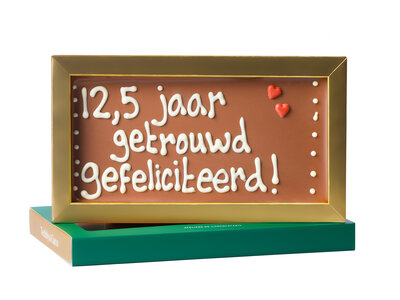 Teddy en Coco chocolade 12,5 jaar getrouwd - Chocoladereep met tekst