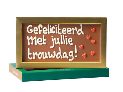 Teddy en Coco chocolade Gefeliciteerd met jullie trouwdag- Chocoladereep met tekst