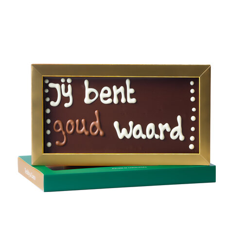 Teddy en Coco chocolade Jij bent goud waard! - Chocoladereep met tekst