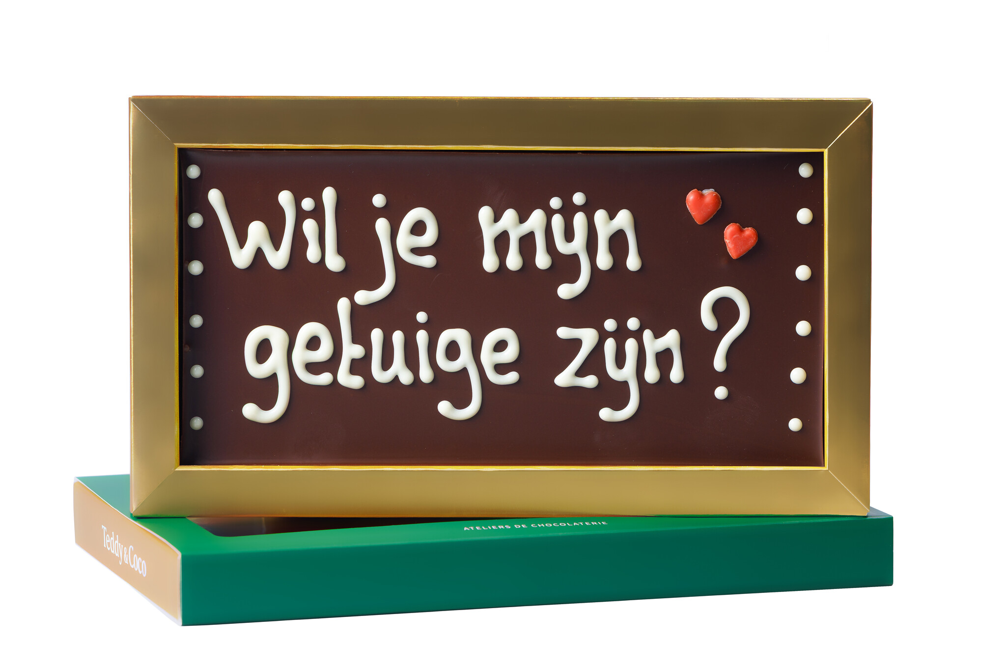Chocoladereep met tekst: Wil je mijn getuige zijn? - Teddy & Coco