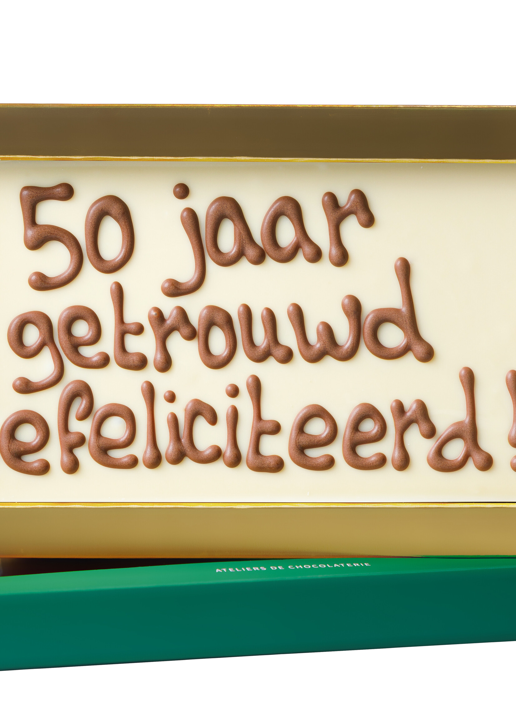 Teddy en Coco chocolade 50 jaar getrouwd - Chocoladereep