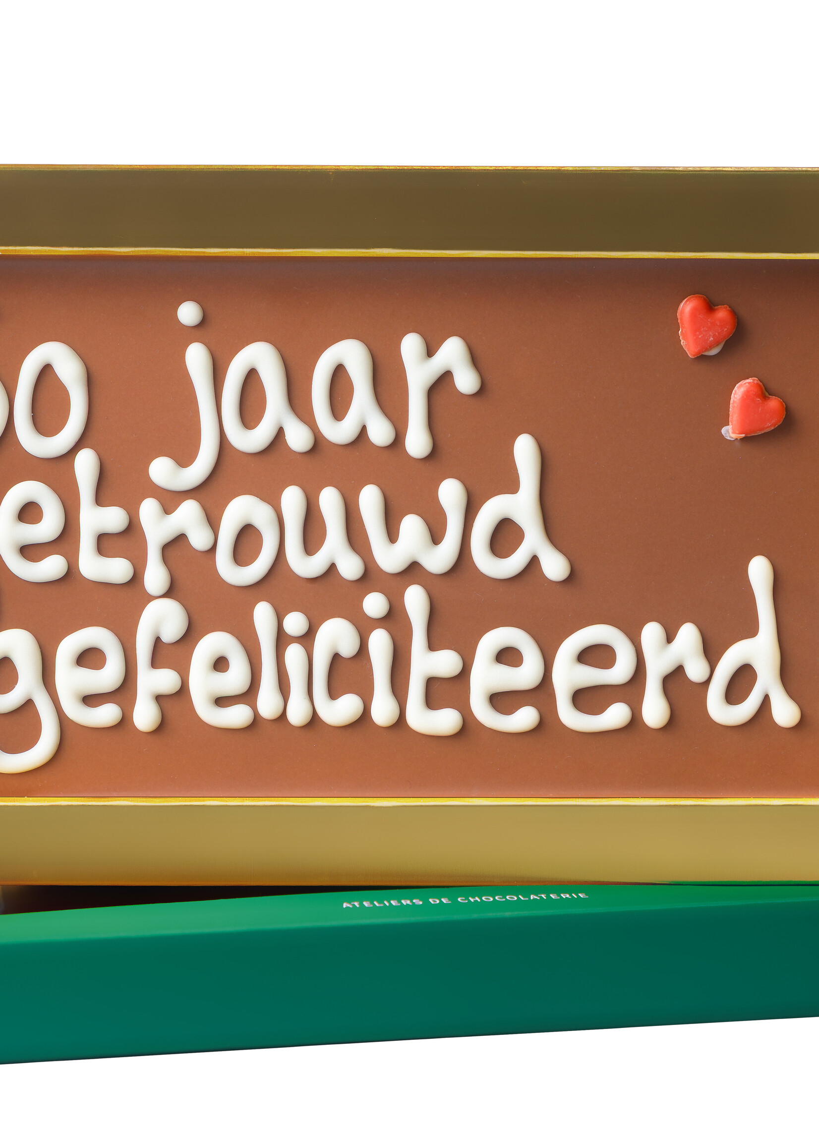 Teddy en Coco chocolade 50 jaar getrouwd - Chocoladereep