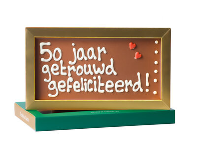 Teddy en Coco chocolade 50 jaar getrouwd  - Chocoladereep met tekst