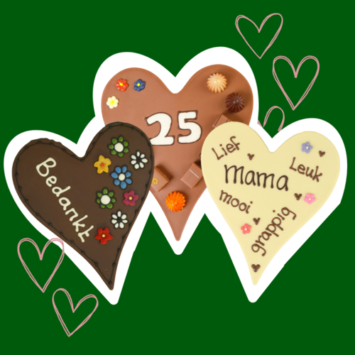 XL chocoladeharten met tekst