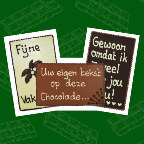 Chocoladeplakkaten met tekst