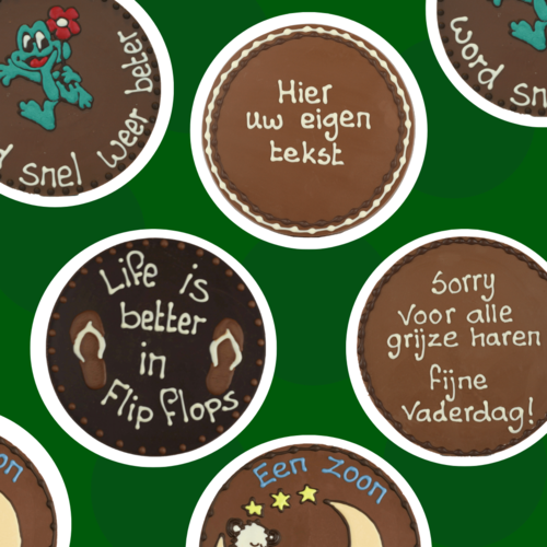 Ronde chocoladeplakkaten met tekst