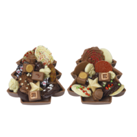 Chocoladekerstboom gevuld met diverse soorten chocolade