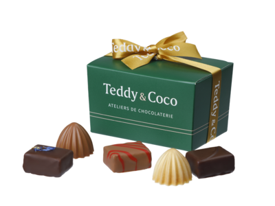 Teddy en Coco chocolade Bonbons met logo 100 gram